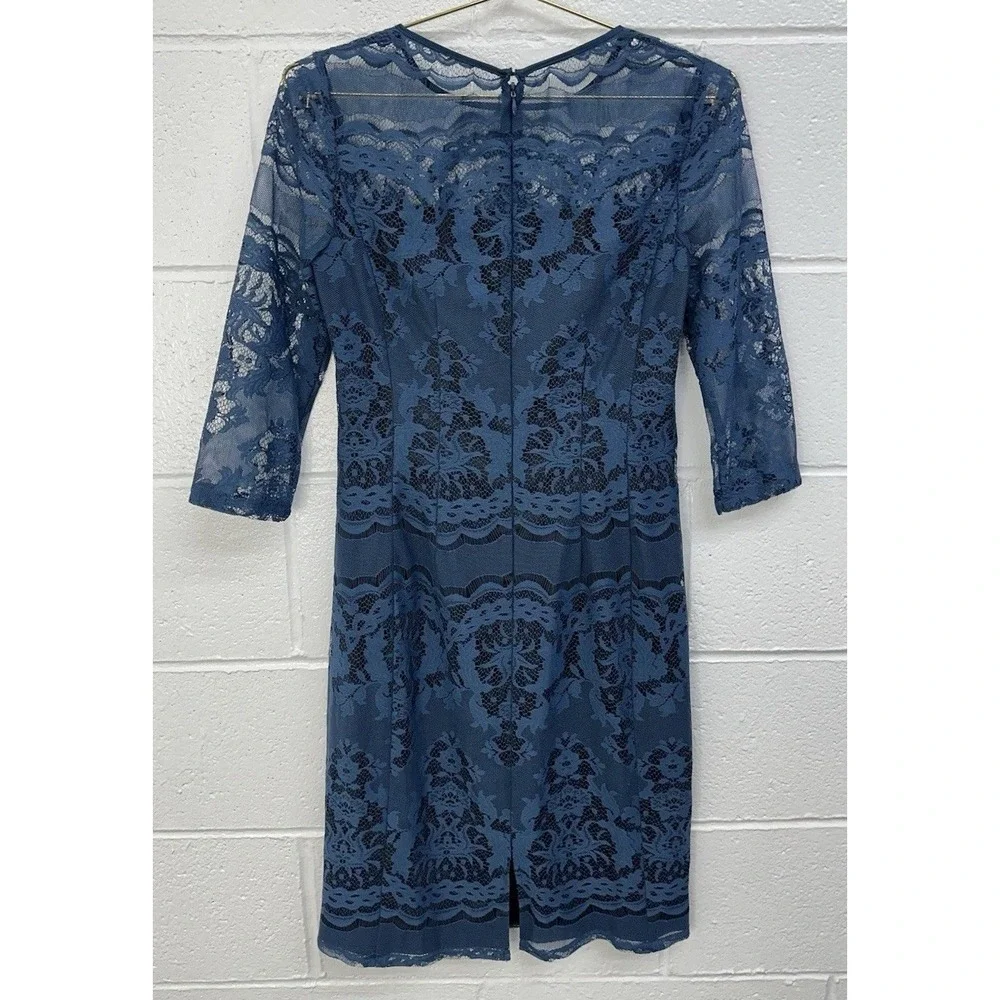 Adrianna Papell Forest Teal Lace Overlay Knee Length Dress‎ / Women's 2